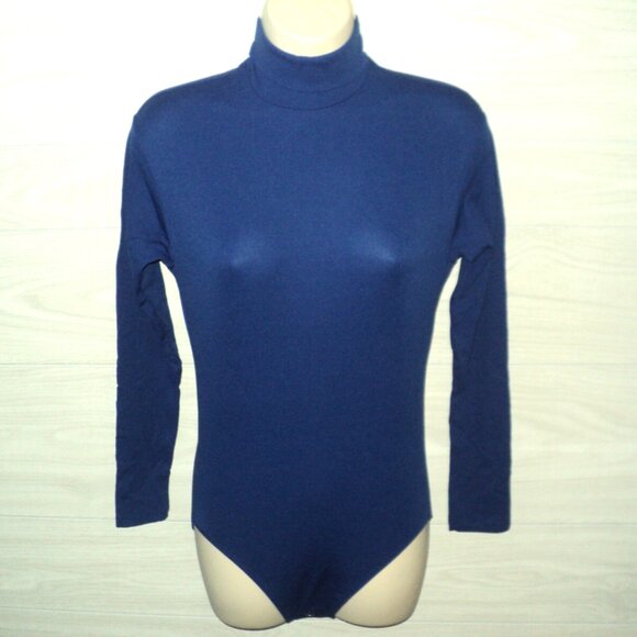 Body Wrappers Turtleneck Leotard Adult Size M Royal Blue #201 Dance Cheer NEW - Picture 2 of 3